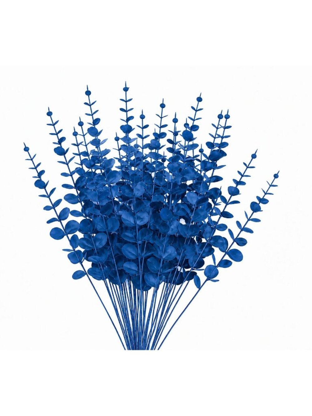 20 Sapphire Blue Artificial Eucalyptus Stems 15 Inch Wired Floral Greenery Wreat
